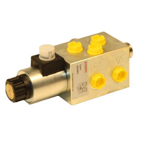 Solenoidstyrd 6/2 riktningsventil med övertrycksventil 1/2" 24V